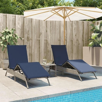 vidaXL Sonnenliegen 2 Stk. Mit Tisch Grau (4002716)