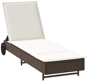 vidaXL Sonnenliege mit Rollen und Auflage Braun Poly Rattan Sonnenbett Liege Outdoor Chaiselongue Gartenliege Outdoor-Liege Garten Chaiselongue (4104034)