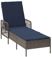 vidaXL Sonnenliege Grau und Marineblau 200 x 55 x 92 cm Poly-Rattan