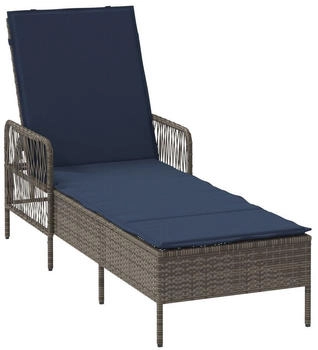 vidaXL verstellbare Sonnenliege Grau und Marineblau Faltbare UV-best&auml;ndige Liege f&uuml;r Terrasse Balkon Gartenm&ouml;bel Gepolsterte Strandliege (365431)