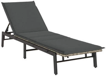 vidaXL Sonnenliege mit Auflage Hellgrau Poly Rattan Gartenliege Strandliege Tagesbett Relaxliege Sonnenbett Chaiselongue Lounge Bett (4104084)
