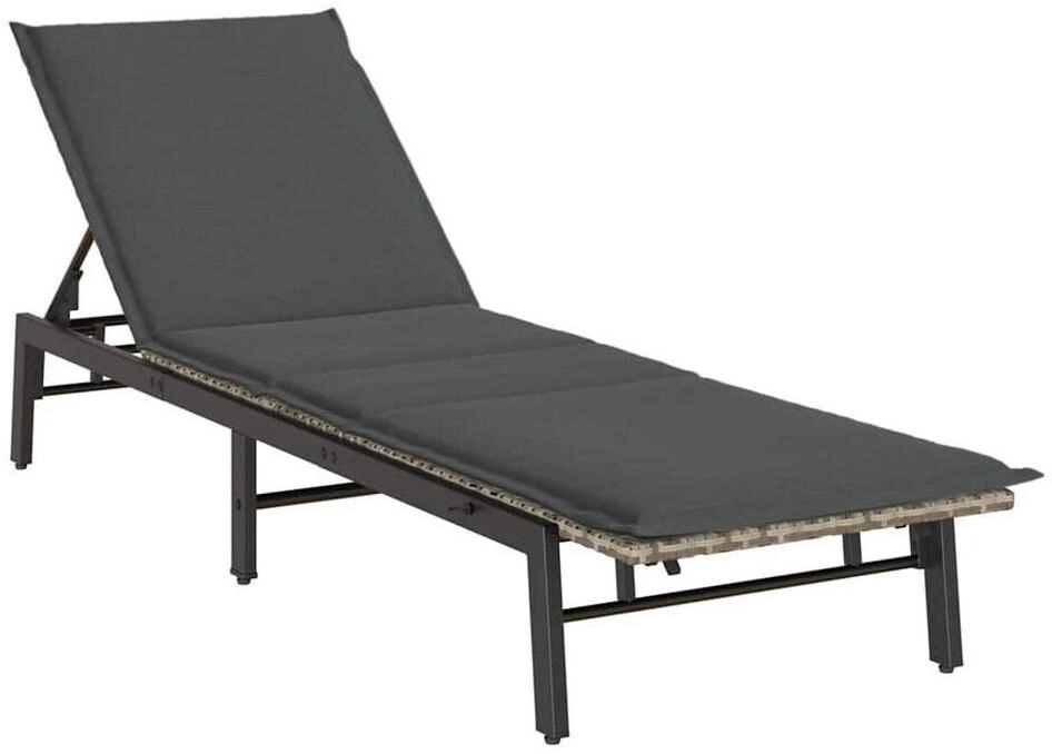 vidaXL Sonnenliege mit Auflage Hellgrau Poly Rattan Gartenliege Strandliege Tagesbett Relaxliege Sonnenbett Chaiselongue Lounge Bett (4104084) Sonnenliege ab 140,99€