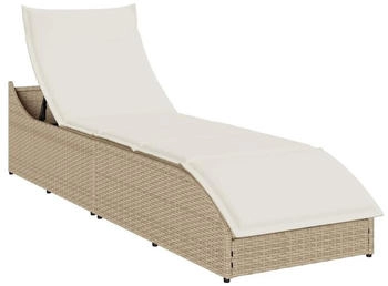 vidaXL Klappliege Mit Auflage Und Stauraum Beige Poly-Rattan (4104224)