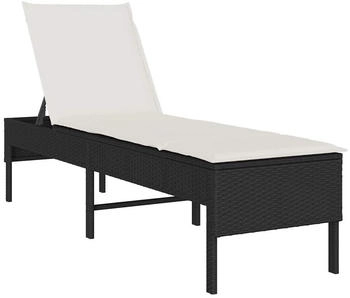 vidaXL Sonnenliege mit Auflage Schwarz 55x200x44 cm Poly Rattan Gartenliege Sonnenbett Chaiselongue Relaxliege Tagesbett Lounge Bett Gartenbett (4104100)