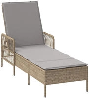 vidaXL Sonnenliege Beige und Hellgrau 200 x 55 x 92 cm Poly-Rattan
