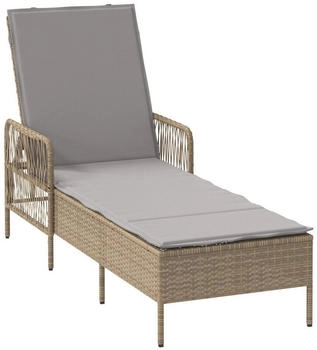 vidaXL Verstellbare Sonnenliege Beige und Hellgrau - Faltbarer UV-best&auml;ndiger Recliner f&uuml;r Terrasse Balkon und Garten (365428)