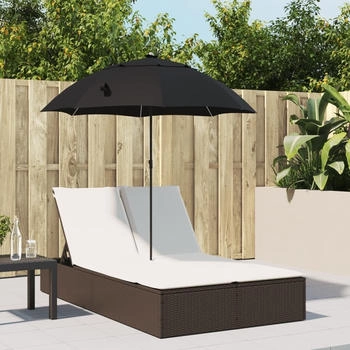 vidaXL Doppel-Sonnenliege Mit Kissen & Sonnenschirm Beige (368084)