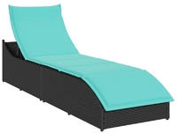 vidaXL Klappliege mit Auflage und Stauraum Schwarz Poly-Rattan