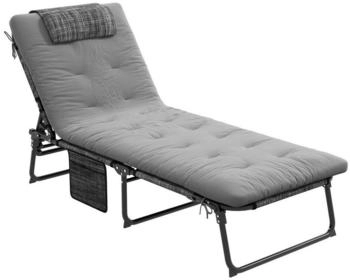 Outsunny Campingbett mit Seitentasche Grau