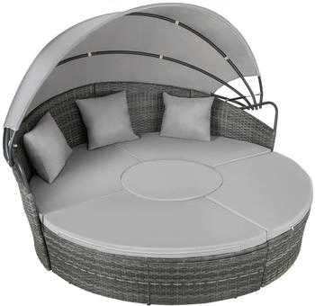 TecTake Rattan Sonneninsel Santorin 1 grau Kunststoff 406107