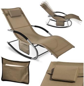 SoBuy Sonnenliege mit Tasche Garten Metall Kunstfasergewebe Braun OGS28-BR (800000495375)