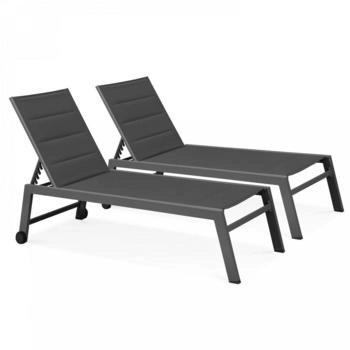 Oviala Sonnenliege Grau Metall Rechteckig 65x103x202 cm (104853)