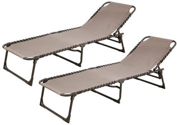 Svita 2er Set Gartenliege Sonnenliege klappbar Beige (92079)