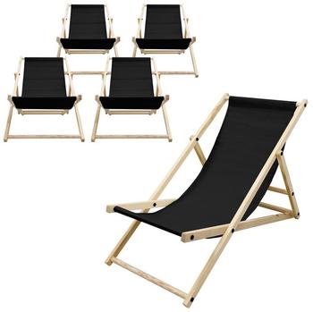 ECD Germany 5x Liegestuhl klappbar aus Holz Schwarz (490015315)