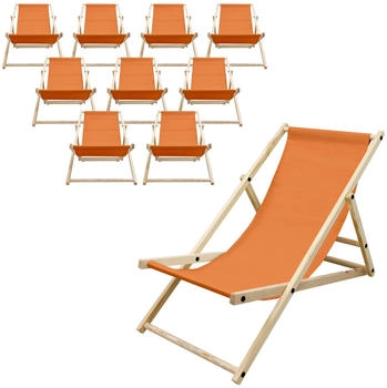ECD Germany 10x Liegestuhl klappbar aus Holz Orange (490015320)