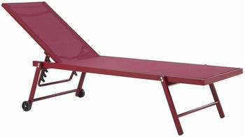 Beliani Sonnenliege Gartenliege mit Rollen Aluminium Textilbespannung Rot Portofino (261456)