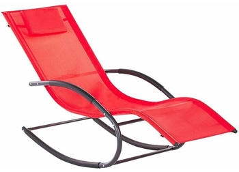 Beliani Gartenliege Schaukelliege Liegestuhl Sonnenliege Polyester rot Carano II (295041)