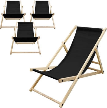 ECD Germany Strandliege Schwarz Holz 52x83x117 cm (800000682668)