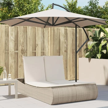 vidaXL Gartenliege Doppel-Sonnenliege mit Kissen Schwarz Poly Rattan 1 St. Schwarz