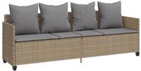vidaXL Sonnenliege mit Kissen Beige Poly Rattan