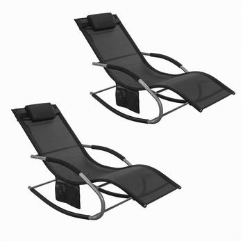 SoBuy Sonnenliege 2-er Set mit Tasche Garten Metall Kunstfasergewebe Rot OGS28-SCHx2