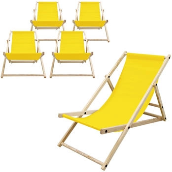 ECD Germany 5x Liegestuhl klappbar aus Holz Gelb (490015302)