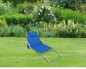 Mid.you Gartenliege Blau Metall Textil 165x16x65 cm (917021)