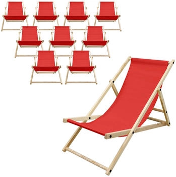 ECD Germany 10er Set Liegestuhl Klappbar Rot aus Holz (490015304)