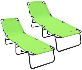 vidaXL Gartenliege Klappbare Sonnenliege 2 St&uuml;ck Tragbar Gr&uuml;n 600D Oxford-Stoff 1 St. Gr&uuml;n