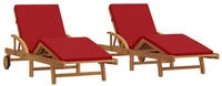 vidaXL Sonnenliege 2 pcs Rot 200 x 67 x 84 cm Massivholz Akazie