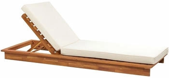 Beliani Gartenliege Akazienholz Heller Holzfarbton mit Auflage weiß verstellbar Granari (394530)