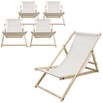 ECD Germany 5er Set Liegestuhl Holz Beige (490015295)