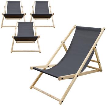 ECD Germany Strandliege Anthrazit Holz 52x83x117 cm (800000682684)