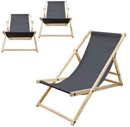ECD Germany 3er Set Liegestuhl Klappbar Anthrazit Holz (800000682691)