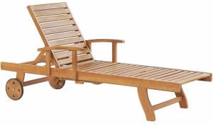 Beliani Gartenliege hellbraun Akazienholz rollbar verstellbar (2004)