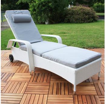 Mucola Gartenliege Rattan Sonnenliege Gartenliege Polyrattan Rattanmöbel Terrassen Liege Stück 1 St. Gartenliege Mehrfach verstellbar Weiß