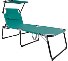 Mojawo Doppelliege XXL Aluminium Gartenliege Sonnenliege Aqua Dach und Kissen L200xB70cm