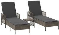vidaXL Sonnenliege 3 pcs Grau und Dunkelgrau 55 x 200 x 92 cm