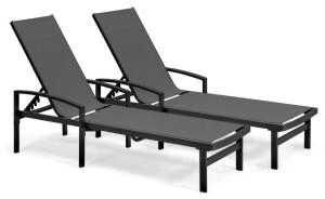 Oviala 2er-Set Sonnenliege Oléron aus Aluminium und Textylen Grau (101869)