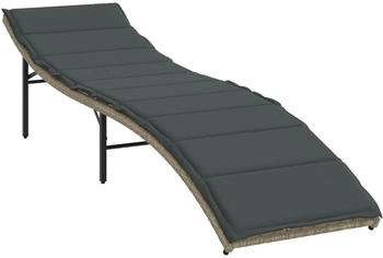 vidaXL Gartenliege Sonnenliege mit Kissen Hellgrau 55x199x50 cm . Hellgrau