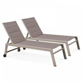 Oviala Sonnenliege Taupe Metall Rechteckig 65x103x202 cm (104855)