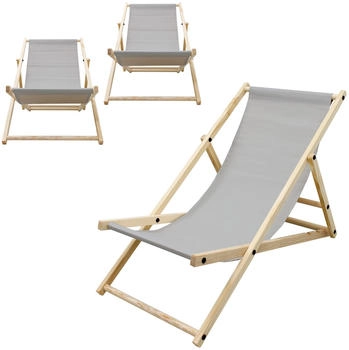 ECD Germany Strandliege Hellgrau Holz 52x83x117 cm (800000682682)