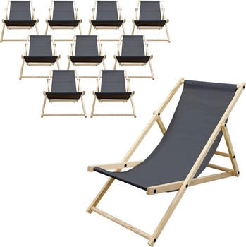 ECD Germany Strandliege Anthrazit Holz 52x83x117 cm (800000682775)
