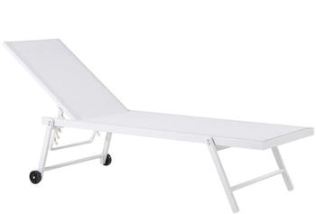 Beliani Sonnenliege mit Rollen Aluminium Textilbespannung Weiß Portofino (261419)