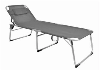 Mojawo Doppelliege XXL Aluminium Gartenliege Sonnenliege Liege gepolstert L200xB70cm Grau