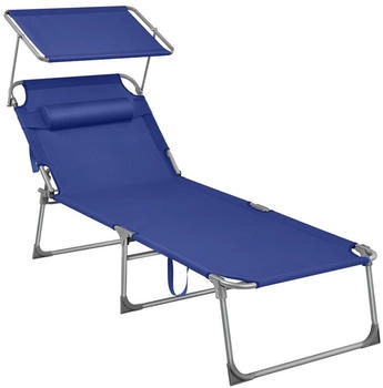 Songmics Gartenliege 1 St. Große Sonnenliege lappbarer Liegestuhl,200x71x38cm dunkelblau