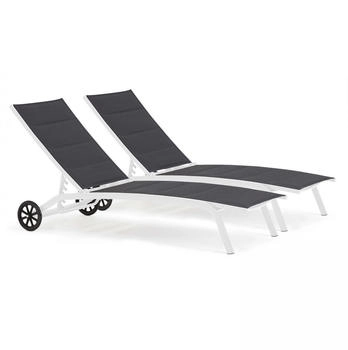Oviala 2 Sonnenliegen aus Aluminium und Textylen Weiß Santa Monica (103666)