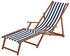 Erst-Holz Gartenliege Holz-Liegestuhl Sonnenliege Strandliege mit Stofffarbe Blau/Weiß
