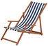 Erst-Holz Gartenliege Holz-Liegestuhl Sonnenliege Strandliege mit Stofffarbe Blau/Weiß
