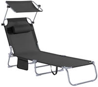 Sobuy Ogs48-sch Sonnenliege Mit Abnehmbarem Kopfkissen Und Verstellbarem Sonnendach